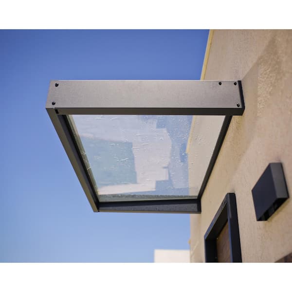 Sophia 3 ft. x 7 ft. Gray/Clear Door and Window Fixed Awning