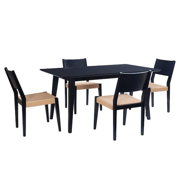 Linon Home Decor Marlene Black 5-Piece Wood top Dining Set