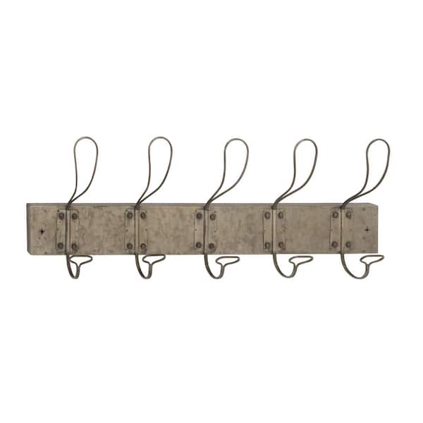 Litton Lane 11 in. x 30 in. Grey Metal Vintage Wall Hook 70574 - The Home  Depot