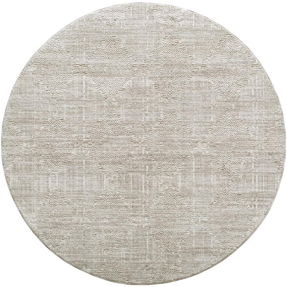 Livabliss Masterpiece Gray Traditional 5 ft. Round ft. Indoor Area Rug ...
