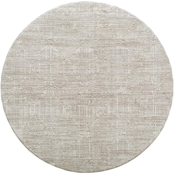 Livabliss Masterpiece Gray Traditional 5 ft. Round ft. Indoor Area Rug