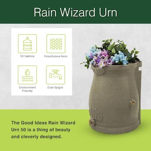 50 Gal. Rain Water Saver Wizard Barrel Urn, Sandstone