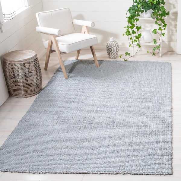 Natural Fiber Light Gray 2 ft. x 3 ft. Woven Border Area Rug