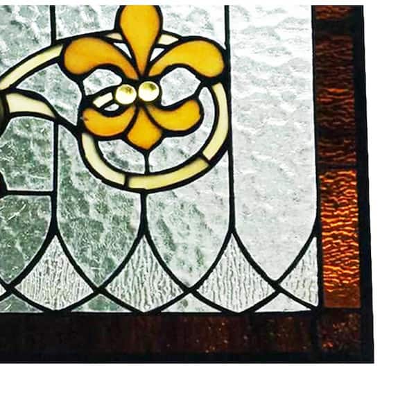 Fleur De Lis Stained Glass Pub Window Panel 