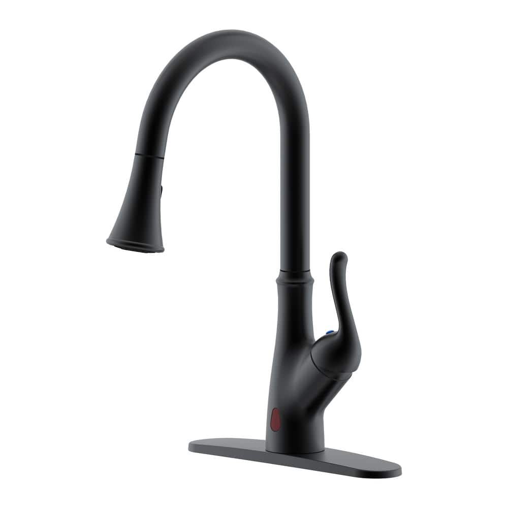 Matte Black Touchless Kitchen Faucet with Pull-out Spray