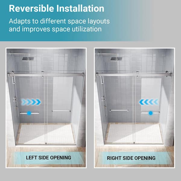 56-60 in. W X 76 in. H Double Sliding Shower Door 3/8 in.(10mm) Tempered Glass, Stainless Steel Hardware, Brushed Nickel