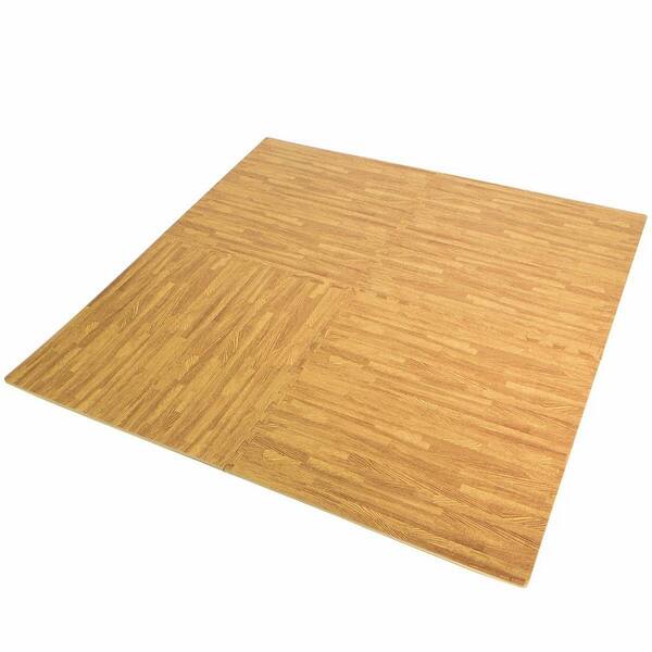 Barton Multipurpose Wood Grain 23.6 in. x 23.6 in. EVA Rubber High Density Interlocking Exercise Tile Mat (4-Pack)
