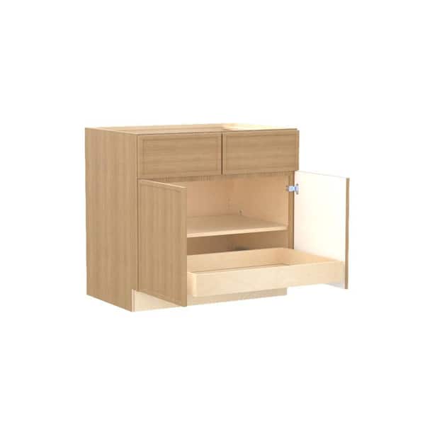 Home Decorators Collection Franklin 33 in. W x 24 in. D x 34.5 in. H Assembled Plywood Base Kitchen Cabinet in Vanguard Oak with 1ROT Soft Close