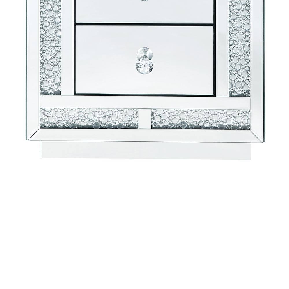 Mallika Mirrored 3-Drawer Accent Table with Faux Crystals