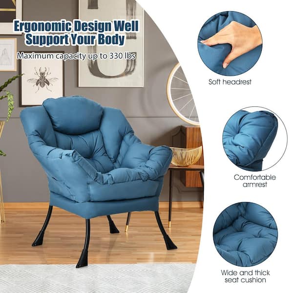 Costway 29.5 in. Blue Modern Polyester Fabric Lazy Arm Chair Costway 29.5 in. Blue Modern Polyester Fabric Lazy Arm Chair