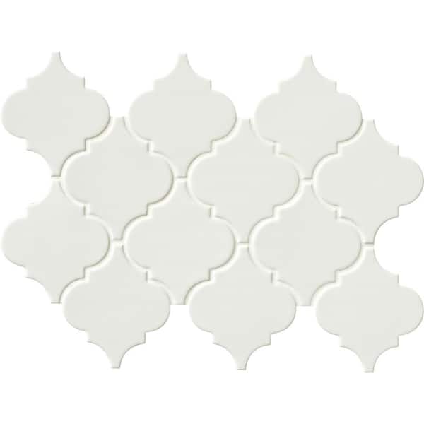 MSI Whisper White Arabesque 10.5 in. x 15.5 in. x 8 mm Glossy Ceramic Mosaic Tile (1.13 sq. ft.)