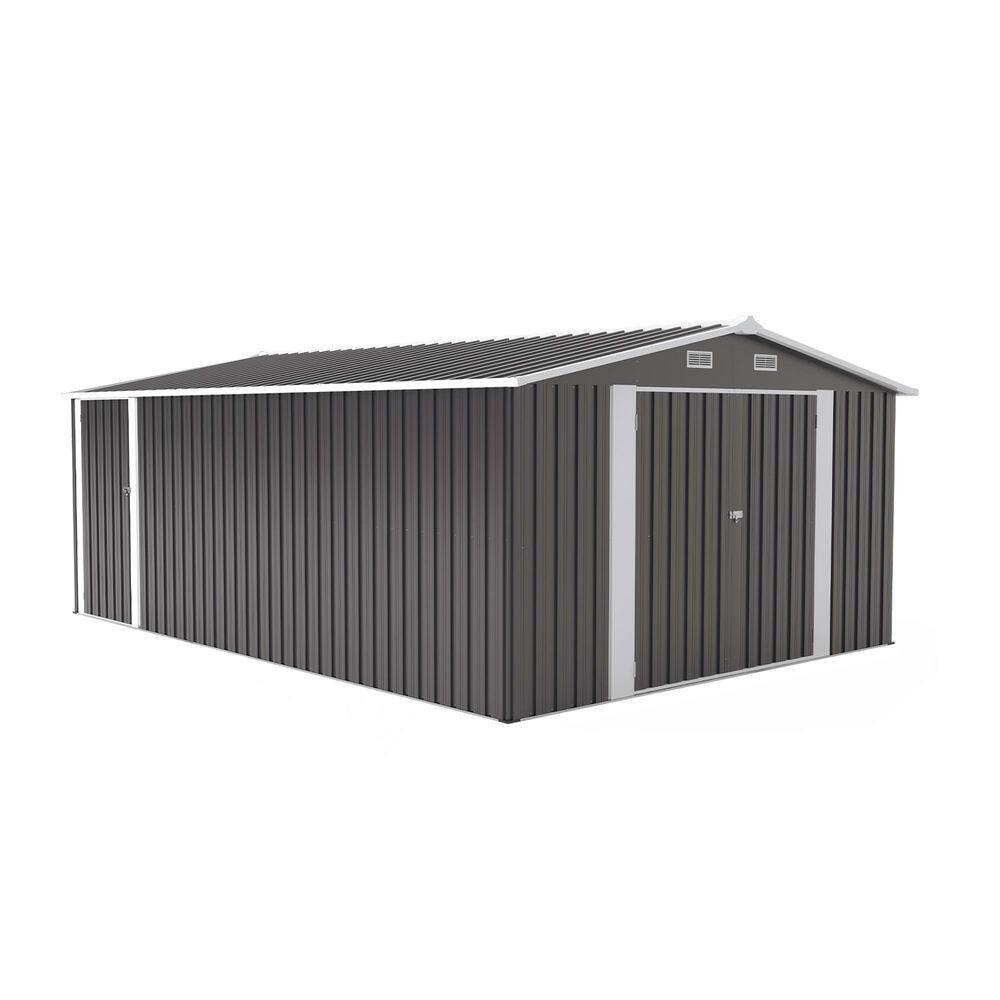10 ft. W x 14 ft. D Metal Outdoor Storage Shed with Double Pitched Roof 3 Lockable Doors (140 sq. ft. ) in Dark Gray price history on PriceWatchPro