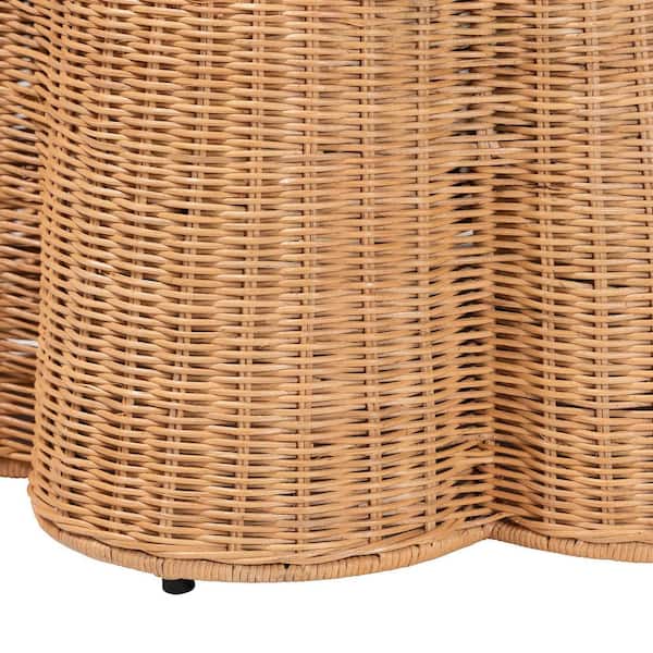 bali & pari Palm Light Honey Rattan and Fabric 26 in. Round