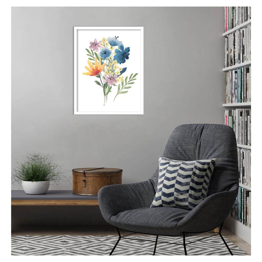 Flower Burst I White Framed Watercolor Graphic Art Print