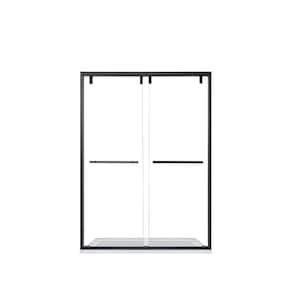Brescia 48 in. W x 76 in. H Sliding Framed Shower Door/Enclosure in Matte Black with Clear Tempered Glass