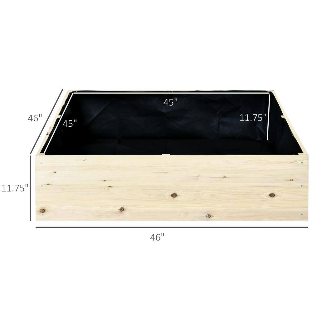 Yellow Wooden Raised Garden Bed Kit Elevated Planter Box,  46.00 in. x 46.0