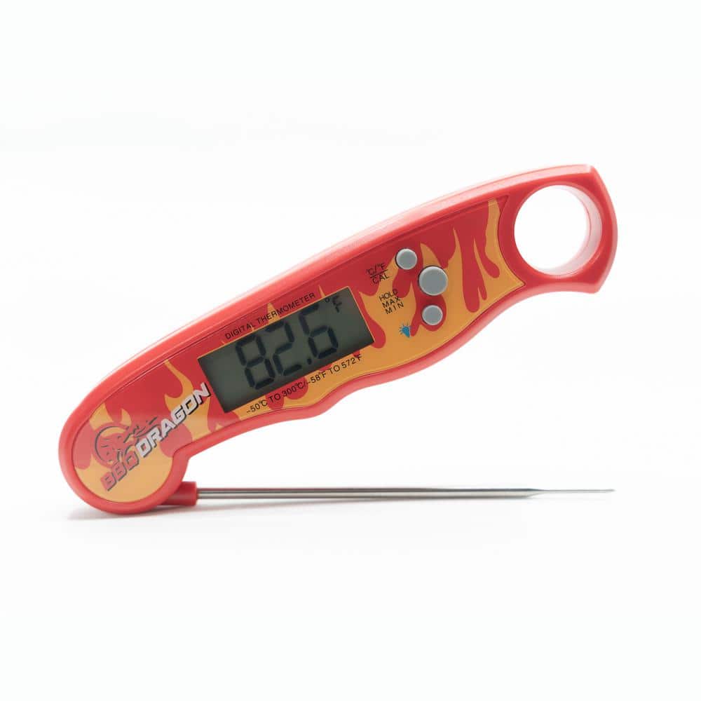 BBQ Dragon Red Digital Waterproof Instant-Read Meat Thermometer