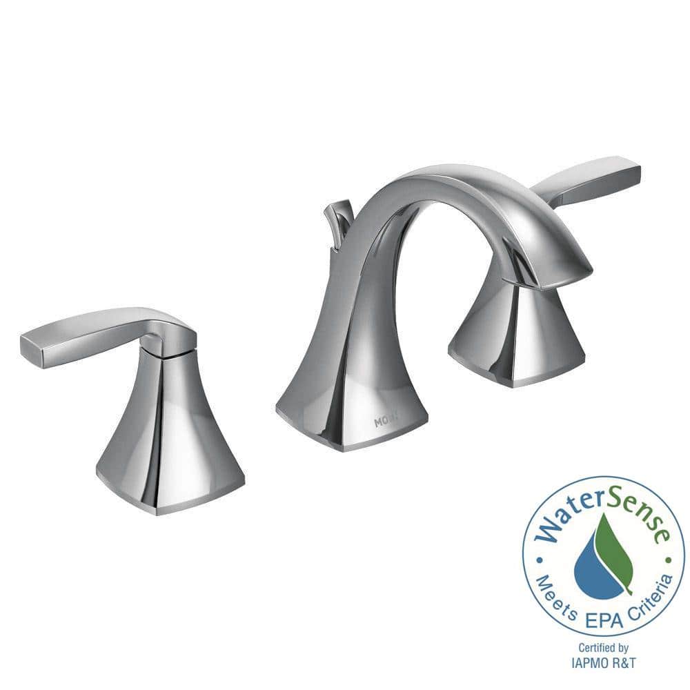 Polished Nickel Modern Widespread Bathroom Faucet with Metal Handles