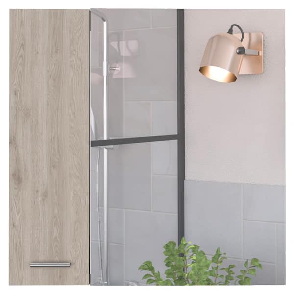 Unbranded 23.6 in. W x 23.6 in. H Rectangular Particle Board Medicine Cabinet with Mirror