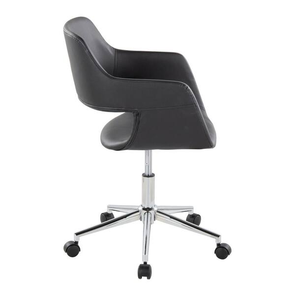 Contemporary Task Chair in Chrome Metal and Black Faux Leather