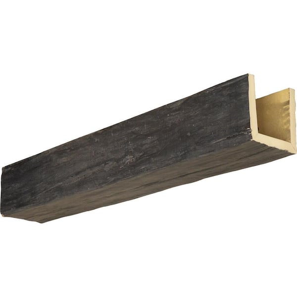 Ekena Millwork 6 in. x 4 in. x 18 ft. 3-Sided (U-Beam) Riverwood Aged Ash Faux Wood Ceiling Beam