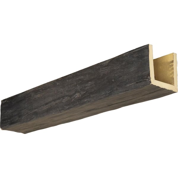 Ekena Millwork 4 in. x 6 in. x 12 ft. 3-Sided (U-Beam) Riverwood Aged Ash Faux Wood Ceiling Beam