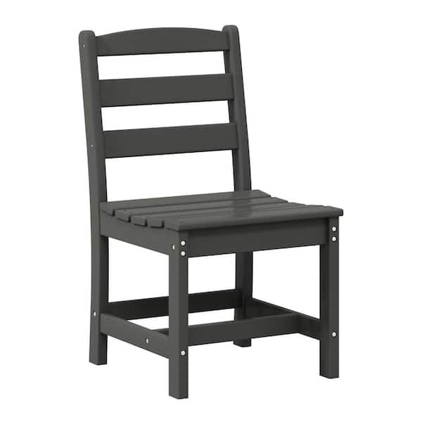 Shoreside All-Weather Plastic Outdoor Patio Armless Dining Side Chair, Gray
