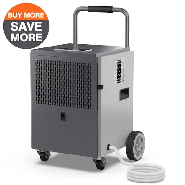 100 pt. 4500 sq. ft. Commercial Dehumidifier in. Grays, with Large Bucket, Drain Hose for Garage, Basement, Energy Save
