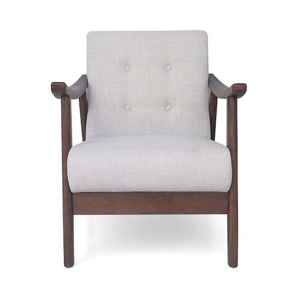Noble House Chabani Mid-Century Modern Tufted Beige Fabric Accent Chair