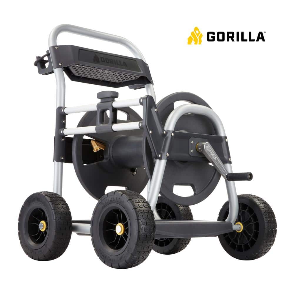 Gorilla 250 ft. Aluminum Heavy-Duty Hose Reel Cart, Silver