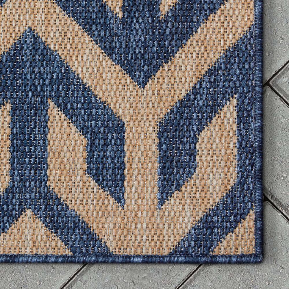 Aegean Blue Flat-Woven Synthetic Reversible Outdoor Rug