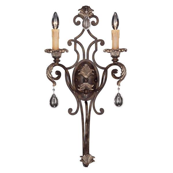 Illumine 2-Light Moroccan Bronze Sconce with Clear Crystals
