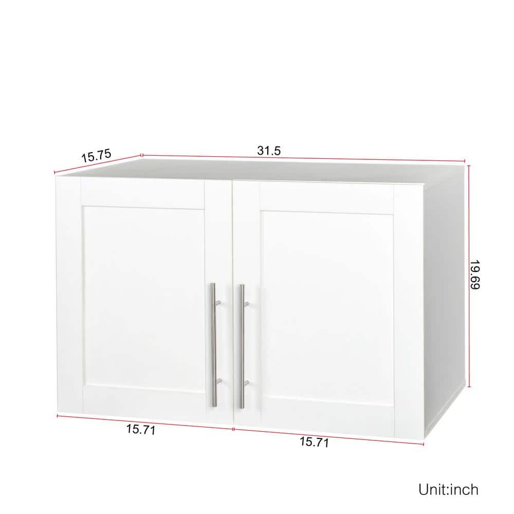 31.5 in. W x 15.75 in. D x 19.7 in. H Bathroom Storage Wall Cabinet in Whit