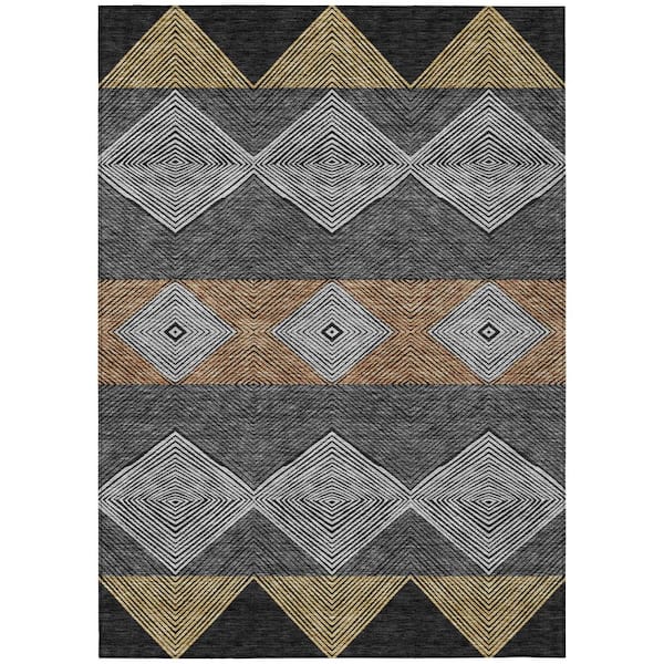 Chantille Machine Washable Indoor/Outdoor Abstract ACN2545 Black 3 ft. x 4 ft. Area Rug