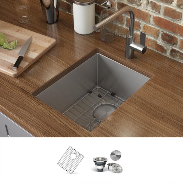 Gravena 14 in. Undermount Single Bowl 16-Gauge Stainless Steel Bar Prep Kitchen Sink with Rounded Corners