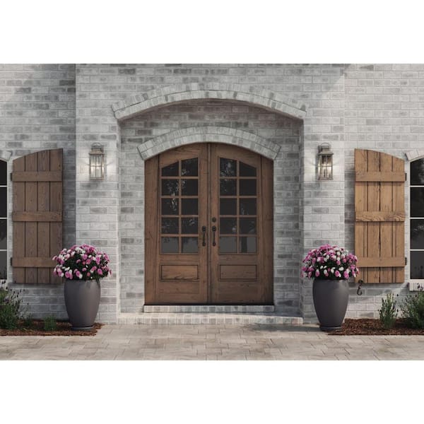 Williamston 1-Light Antique Pewter Clear Glass Farmhouse Outdoor Large Wall Lantern Light