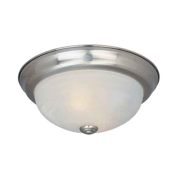Reedley 15 in. Traditional Satin Platinum Medium-Base (E26) Bulb Flush Mount for Kitchens