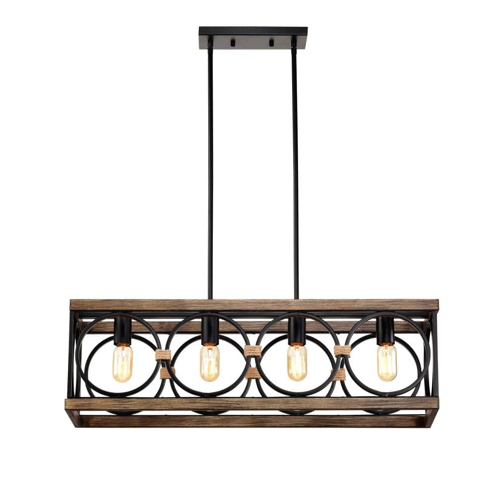 60w 4-Light (Bulb NO Included)Farmhouse Rectangle Black Pendant Light for Kitchen, Entryway, Dining Room price history on PriceWatchPro