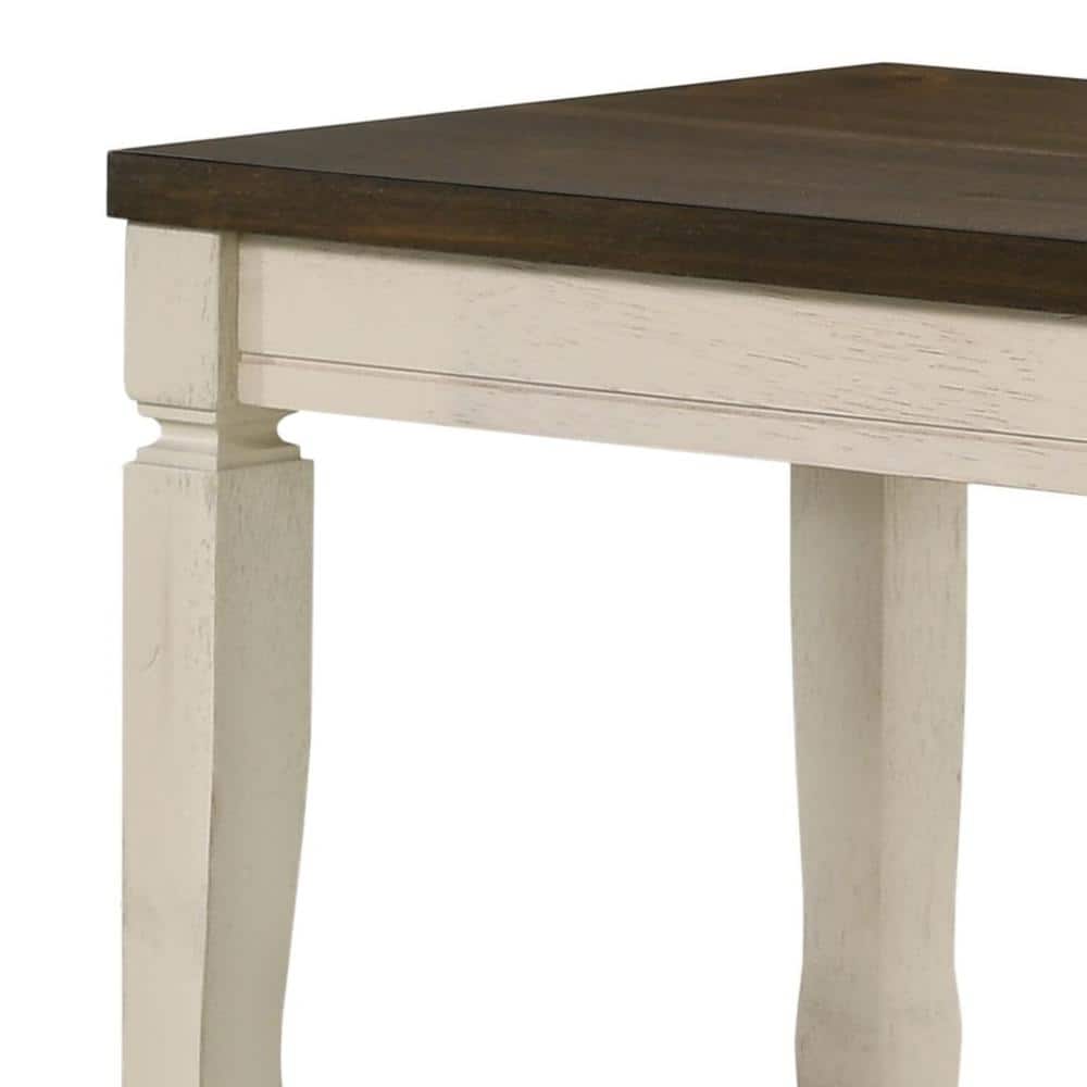 Weathered Oak and Cream Traditional Dining Bench