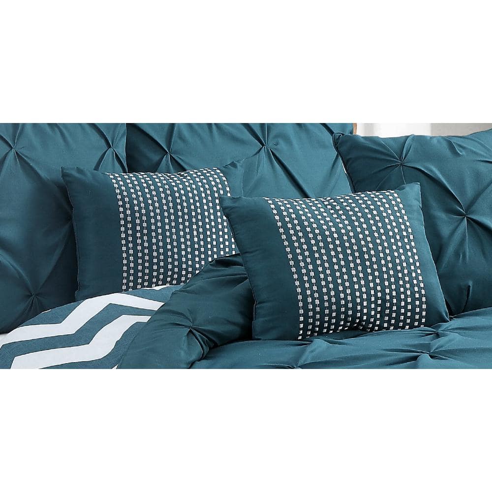 Teal Twin Reversible Microfiber Comforter Set with Decorative Pillows