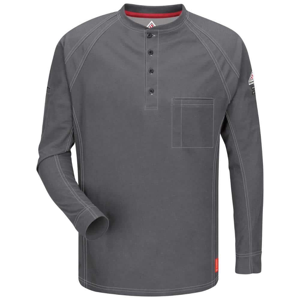 IQ Mens Large Charcoal Long Sleeve Henley