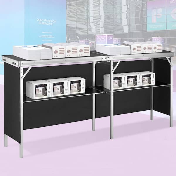 SKYSHALO 77. 95x15. 16x34. 65 in. Extra Long Folding Portable Bar Table-Tradeshow Podium Table for Indoor, Outdoor, Party, Picnic