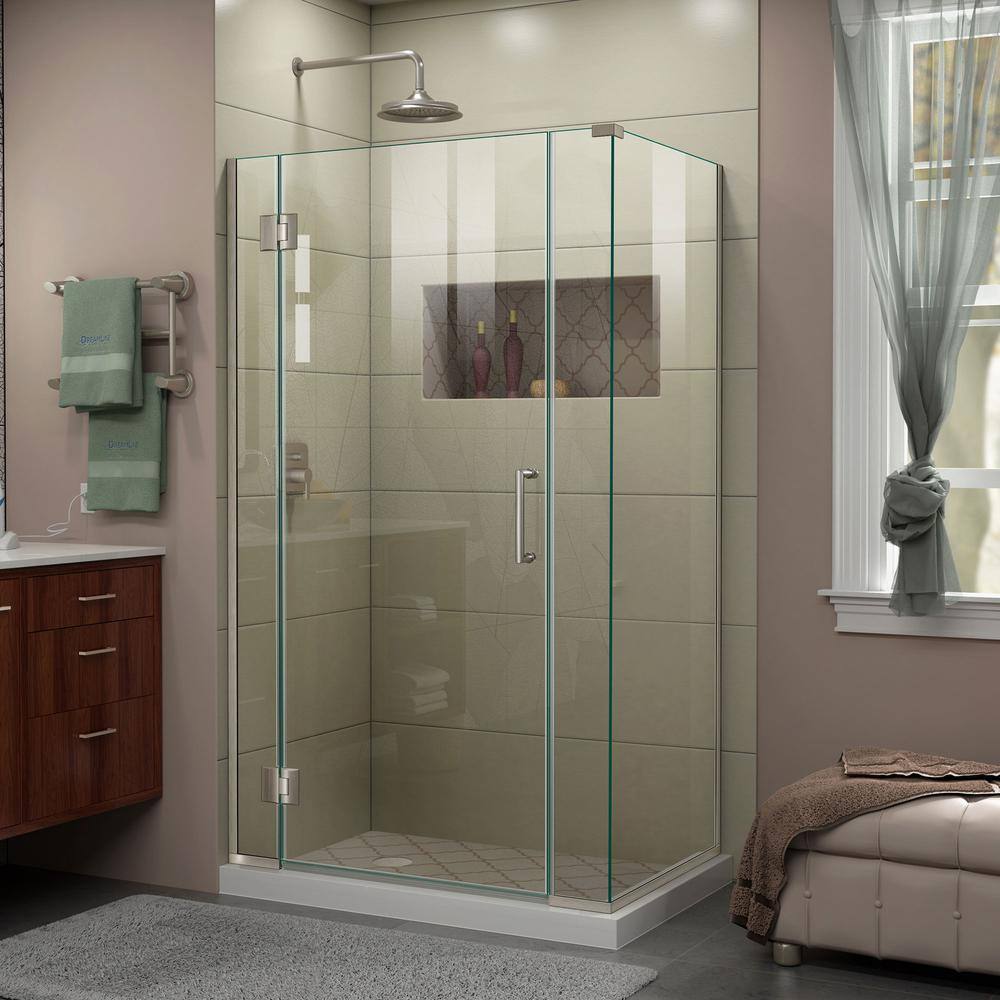 Unidoor-X 39.5 in. W x 34-3/8 in. D x 72 in. H Frameless Hinged Shower Enclosure in Brushed Nickel price history on PriceWatchPro