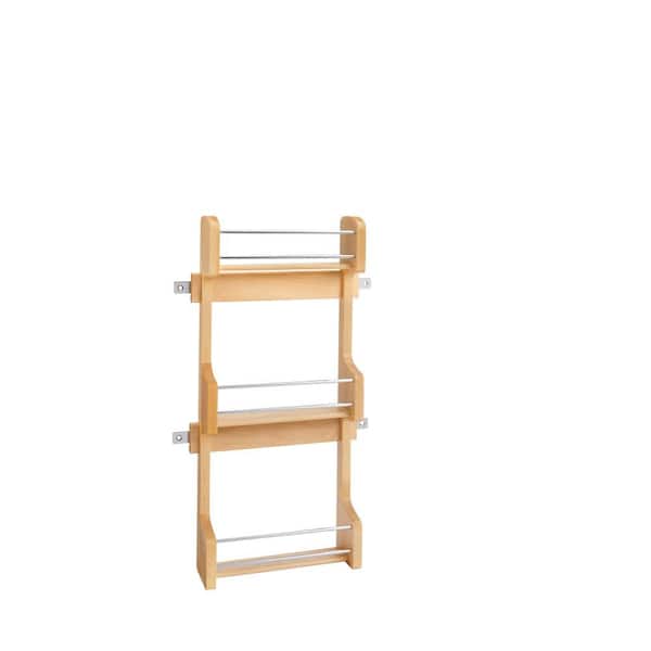 Rev-A-Shelf 21.5 in. H x 10.5 in. W x 3.12 in. D Small Cabinet Door Mount Wood 3-Shelf Spice Rack