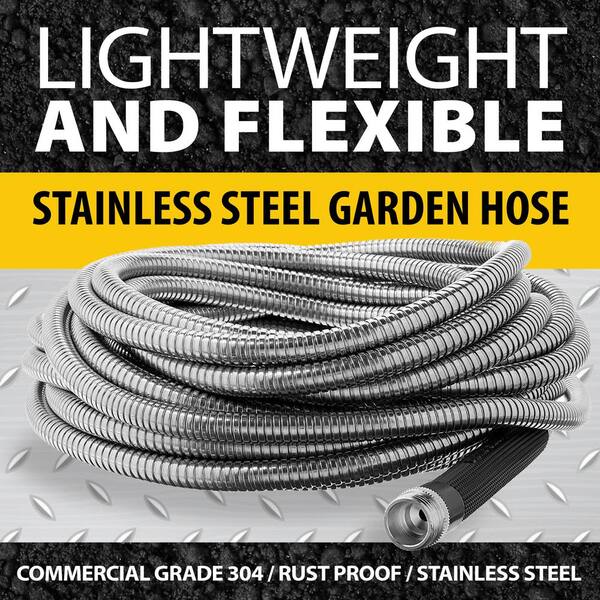 Bionic Force 304 Stainless Steel Lightweight Kink Free Metal Garden Hose 50’
