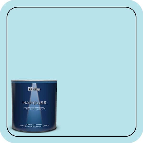 BEHR MARQUEE 1 qt. #P490-1 Ocean Front Satin Enamel Interior Paint & Primer