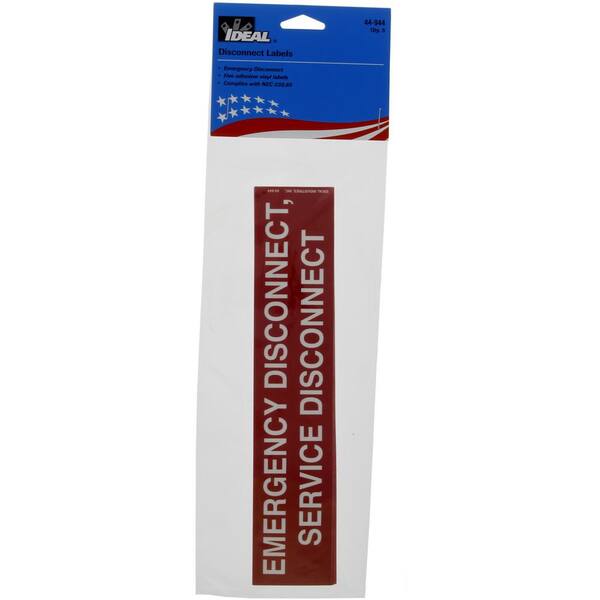 IDEAL NEC Emergency Disconnct Label, 1-3/4 in. x 9 in. Adhesive (5