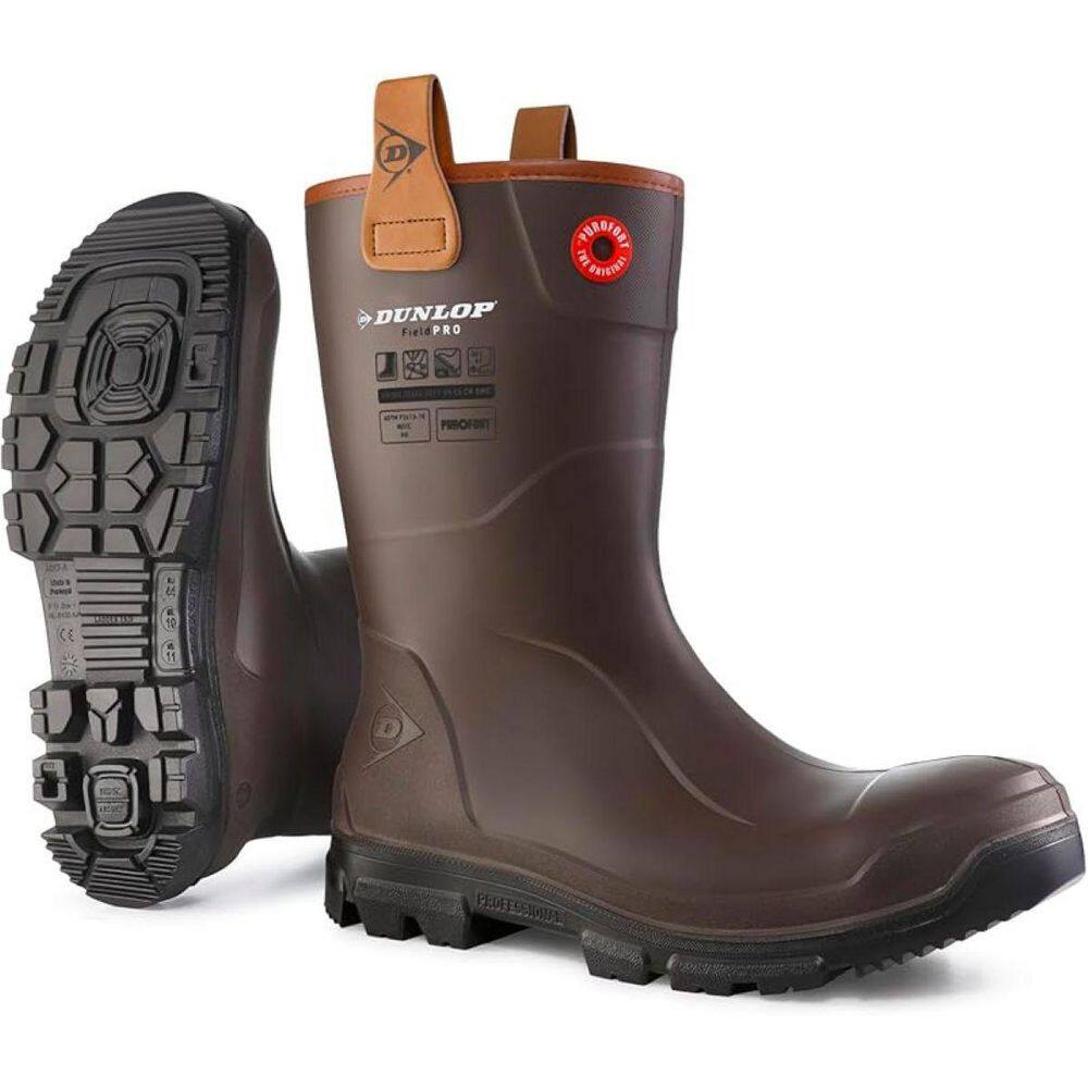 Unisex Purofort RigPRO Full Safety 10 in. Steel Toe Cap PVC Rubber Boots-Brown/Black-Size 13 price history on PriceWatchPro
