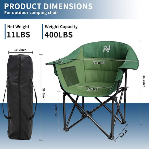 Outdoor Portable Folding Chairs Oversized Folding Camping Chair Supports 500 lbs. Moon Chair, Green