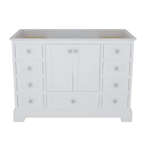 VANITYFUS 47.17 in. W x 20.66 in. D x 33.54 in. H 2-Doors Bath Vanity Cabinet without Top in White